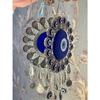 Silver Evil Eye Wall Hanging – Handmade Turkish Blue Nazar Amulet | Spiritual Protection Charm for Home & Office