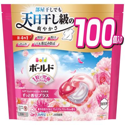 Bold Laundry Detergent Gel Balls 4-in-1, Gorgeous Sun and Premium Blossom Scent, Refill Pack of 100 [Large Capacity]
