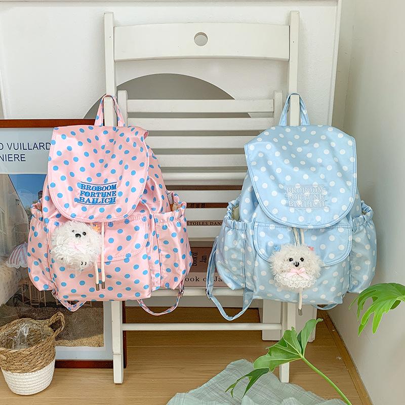 Schoolbag cute girl polka dot backpack 1011 new fashion travel small backpack high school students large capacity schoolbag