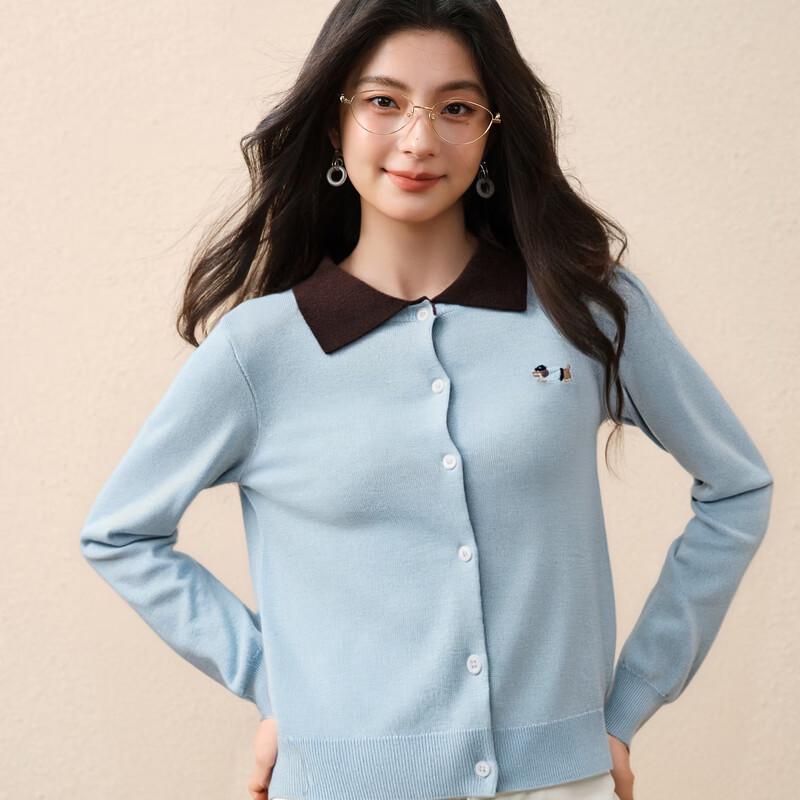 SEIFINI Women's Color-Block Lapel Knitted Cardigan