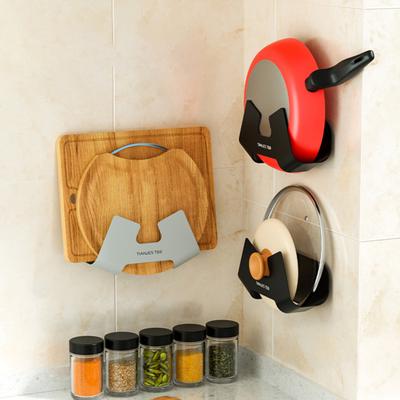 Portacoperchi da Cucina Senza Foratura a Drenaggio Rapido Strumento da Cucina Montato a Parete Mensola Portaoggetti per Coperchi di Pentola e Tagliere per Ristorante