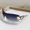 Internet celebrity one-piece double love fashion sunglasses European and American ins frameless sunglasses Y1K women's style glasses
