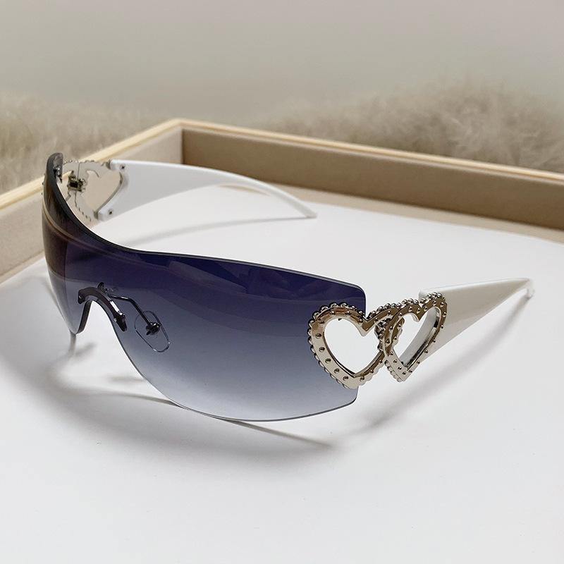 Internet celebrity one-piece double love fashion sunglasses European and American ins frameless sunglasses Y1K women's style glasses