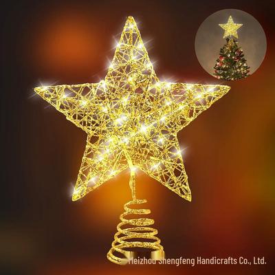 Wrought Iron Luminous Glitter Treetop Star Christmas Decoration