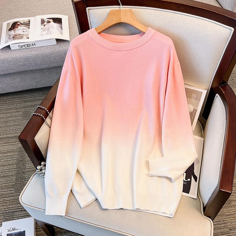 

Plus Size Women s Pullover Sweater, Round Neck, Bust 150-160 cm, Fits 200-350 Jin, Style 8077 5XL рожевий
