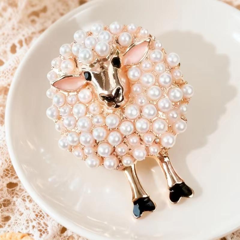 Imitation Pearl Sheep Animal Brooch Pin 1Pcs for Women Elegant Design for Wedding Party Coat Bag Decoration Gift