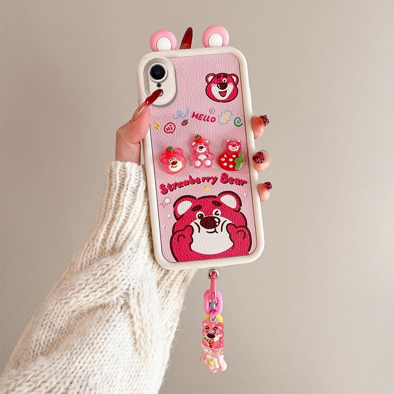 KEYSION Cute Ear 3D Cartoon Case for iPhone XS Max X with Bracelet Soft Silicone Shockproof Phone Back Cover for iPhone XR