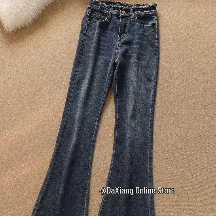 Retro Koreanischer Strick-Cardigan und Schlagjeans Set für Damen