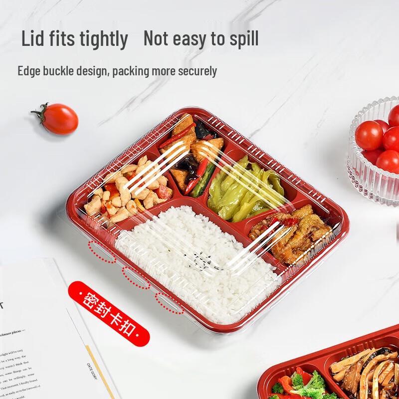 Temaiju Einweg Quadratische 5-Fach Mahlzeitvorbereitungsbehälter mit Deckeln, 100er-Pack