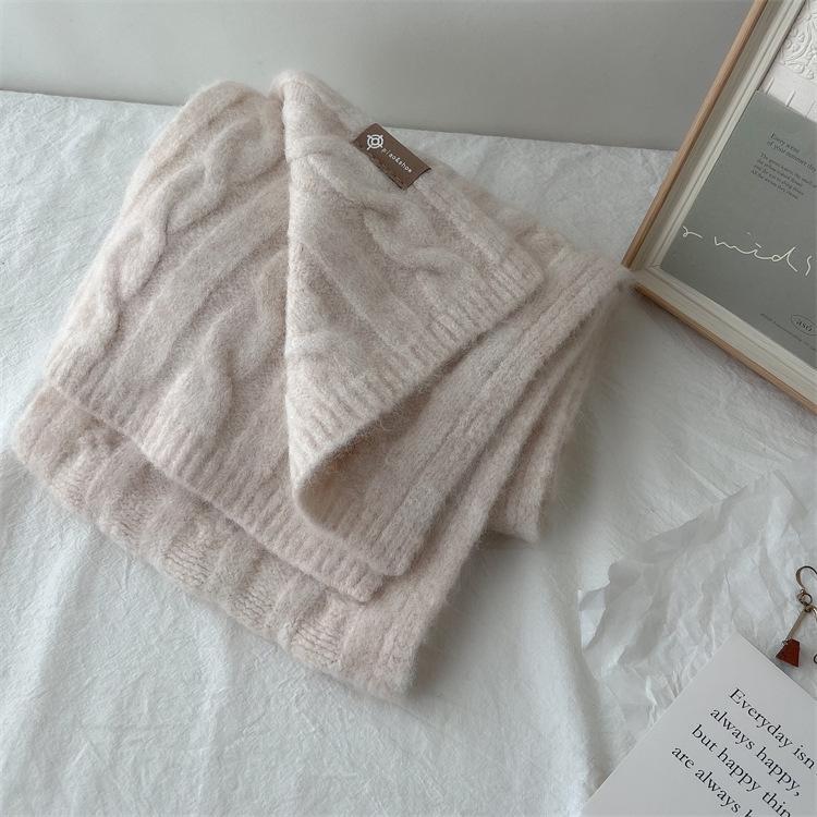 Korean Retro Pattern Wool Blend Scarf - Warm, All-Match, Unisex Winter Neckwear