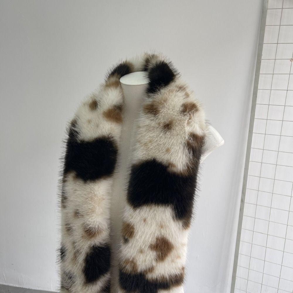 Soft Plush Scarf Thickened Leopard Print Scarf Warm Winter Scarf  For Women