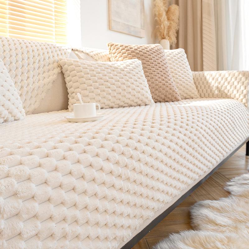 Winter Thickened Plush Velvet Sofa Cushion and Non-slip Cover