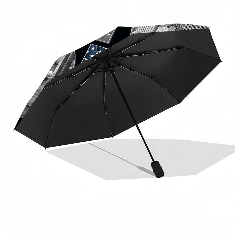 1 Stück Künstlerischer Amerikanischer Flaggen-Regenschirm Tragbarer Faltregenschirm Eisenrahmen Lochknochenstruktur Outdoor Heim-Regenschirm