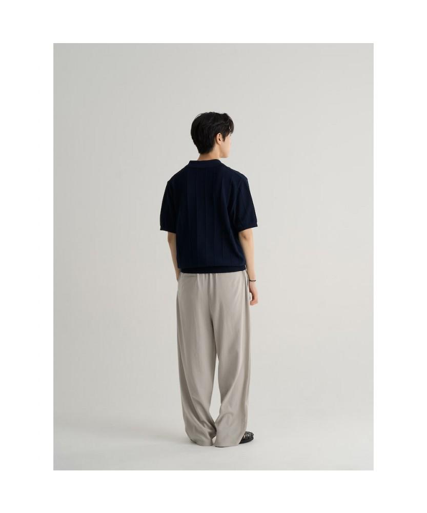 8seconds Cool Touch Textured Collar Short Sleeve Knit Navy