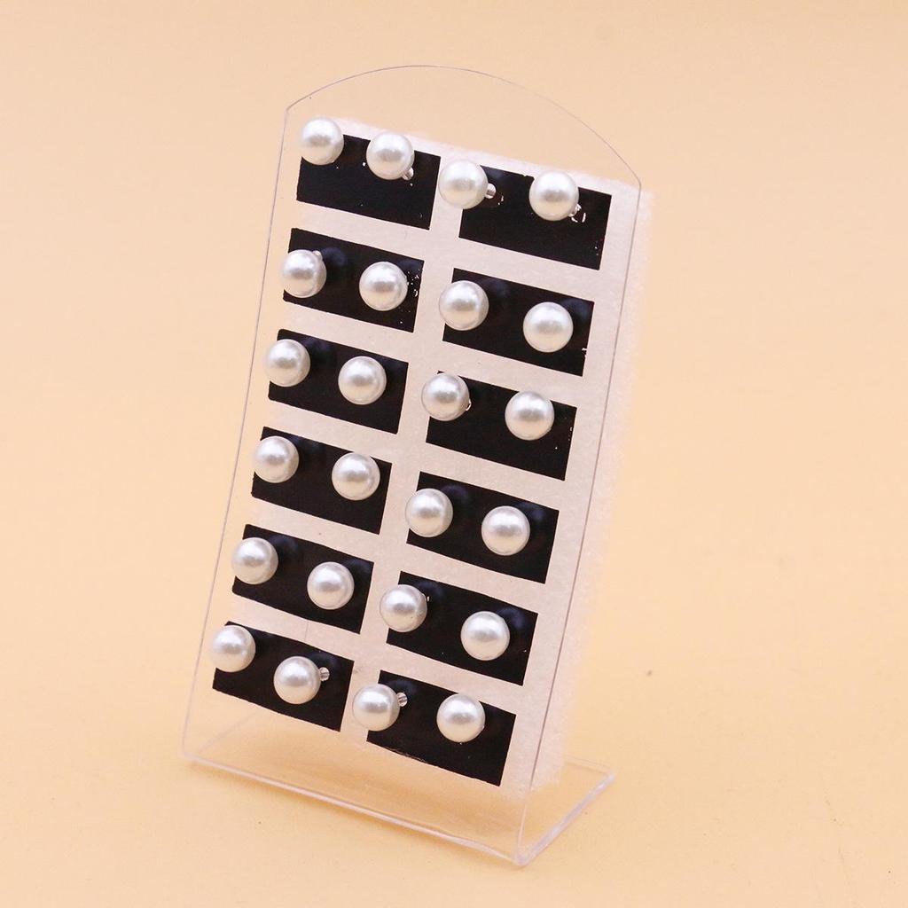 Classic 12-Pair Pearl Stud Earrings Set with Iron Needle