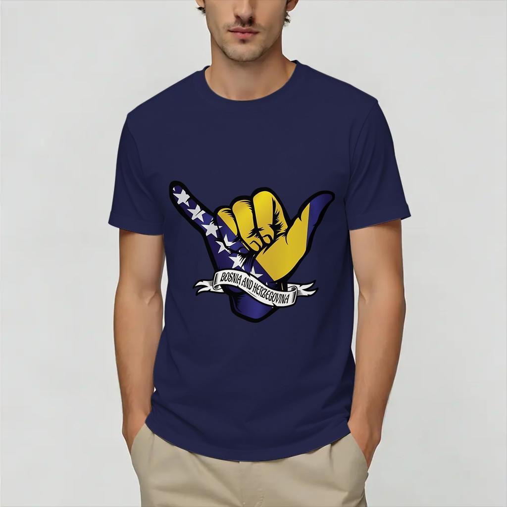 Novelty Bosnia and Herzegovina Flag TShirts Unisex Round Neck Pure Cotton T Shirt Short Sleeve Tees Plus Size Tops