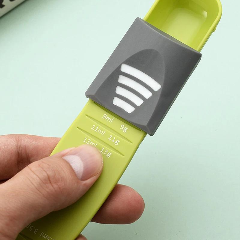 Adjustable Measuring Spoon Kitchen Measuring Spoon with Scale Double End Sugar Powder Measuring Spoon Grams for Baking Cooking