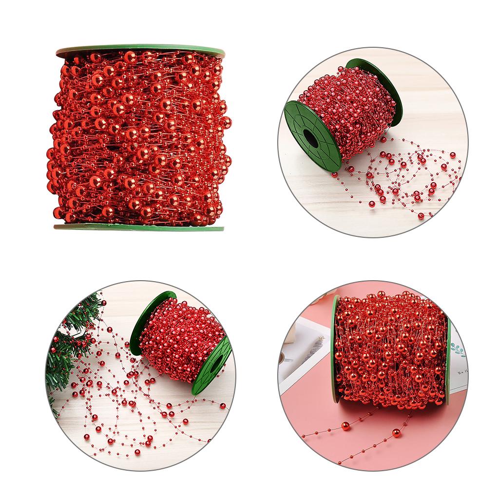 НОВЫЙ Рождественская елка Бусы Гирлянда Пластиковые Жемчужные Нити Цепь для Рождества