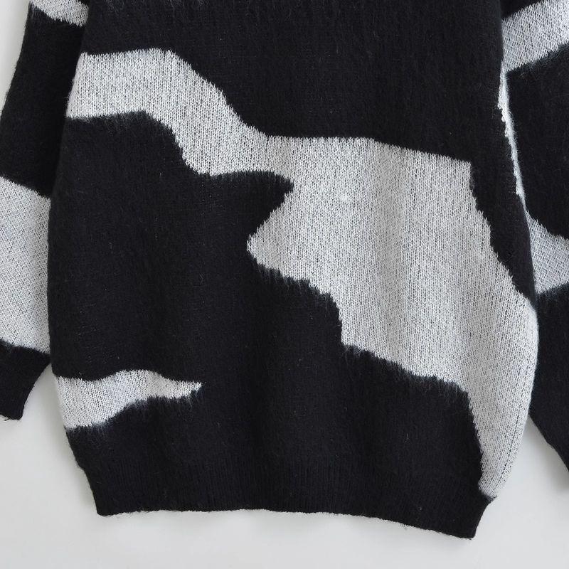 Jnleaog New Fall Women's Clothing Fashion French Style Design Fashion All-Match Casual Style Color-Block Crew Neck Tops