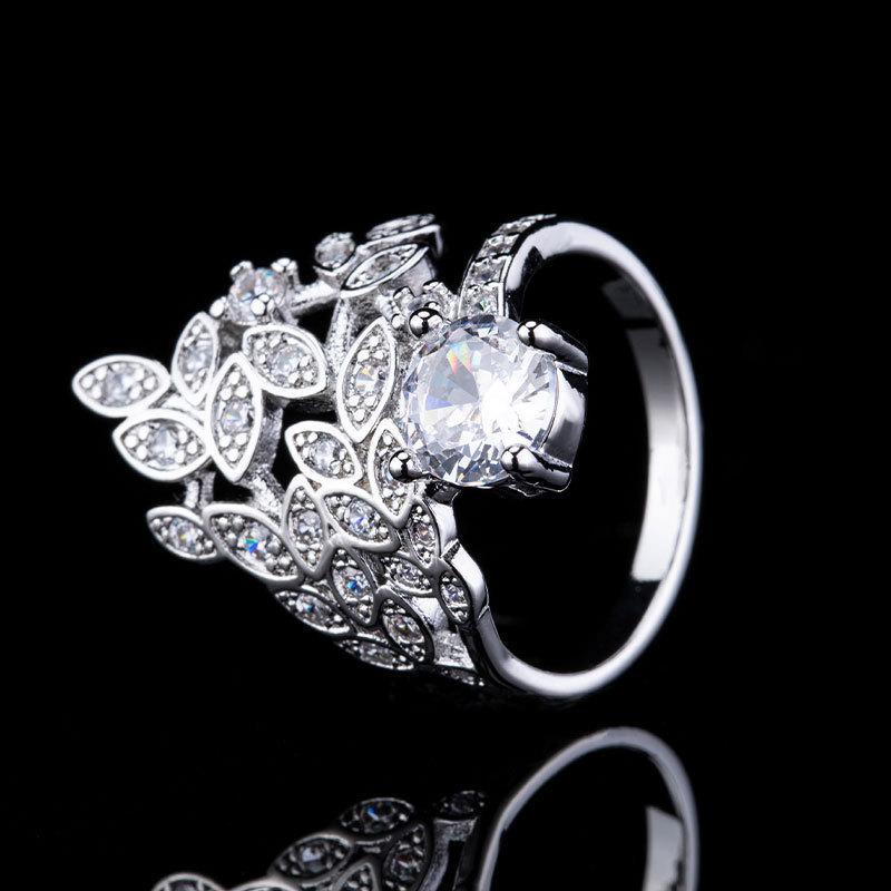 Diamond-Set Personalized Full Diamond Pattern Ring, Light Luxury Temperament Index Finger Ring Female Tide