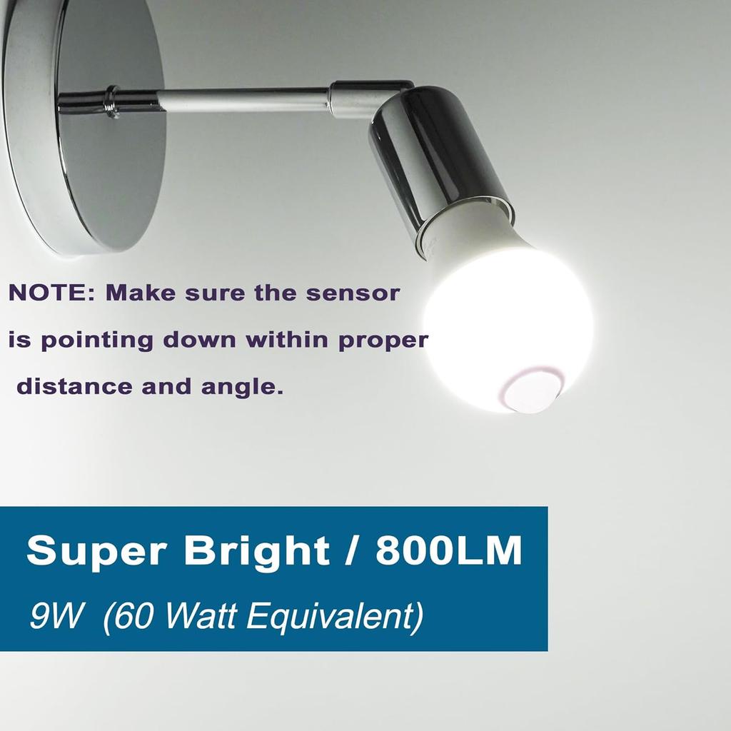 Bewegungssensor-Glühbirnen für Außen und Innen, 9W A19 Bewegungsmelder LED-Birne, 60 Watt Äquivalent, E26 800lm 5000K Tageslicht, Dämmerung bis Morgengrauen Bewegung