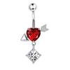 Navel Ring Western Style Red Zircon Studded Sexy Minimalist 1Pcs Body Piercing Jewelry for Beach Party Daily Wear