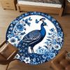 1pc Peacock Flowers Round Chair mat Area Rug - Non-Slip, Floor Mat for Office, Bedroom, and Indoor Decor -1002210