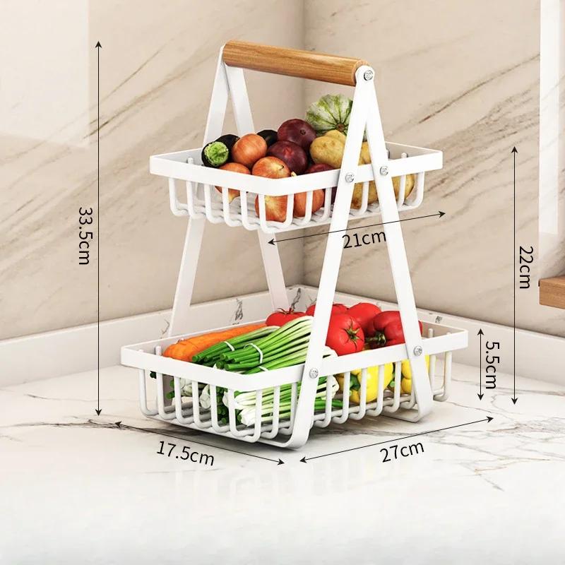 2/3 Tiers Countertop Fruit Basket,Portable Fruit Bowle Basket Kitchen Organizer Storage & Dining Room Fruits Vegetable Snacks