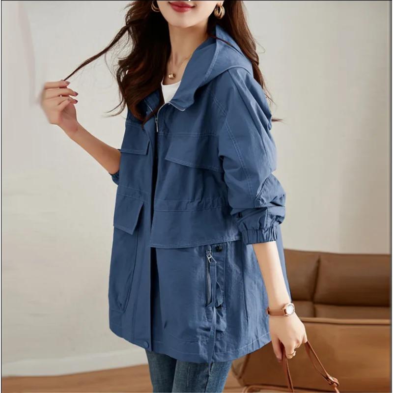 Plus Size Women's Spring Mid-length Windbreaker Jacket Women's Spring and Autumn Models