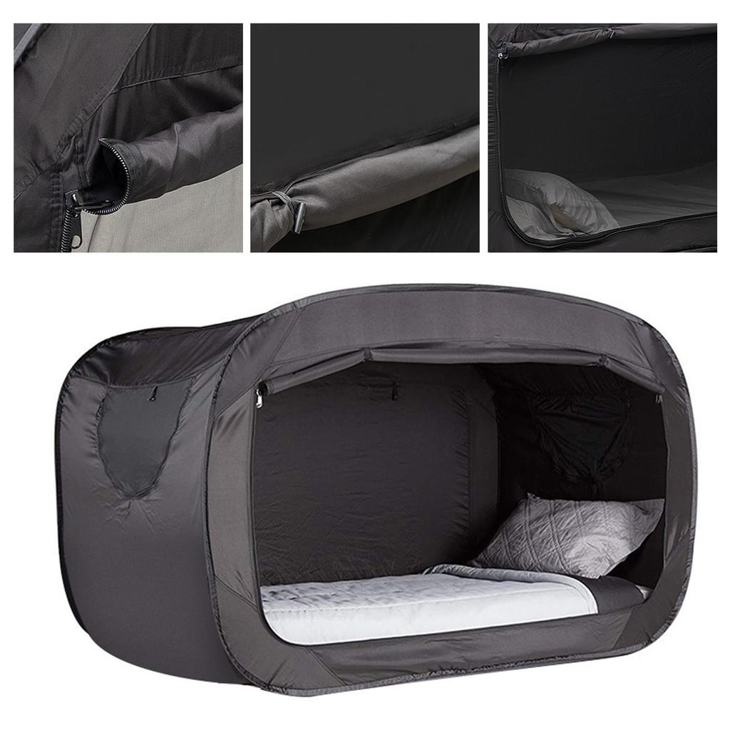 Outdoor Pop-Up Bed Tent with Fully Enclosed Design, Effective Light Blockout, Foldable, Camping Pop-Up Bed Tent for Kids and Adults (Black)