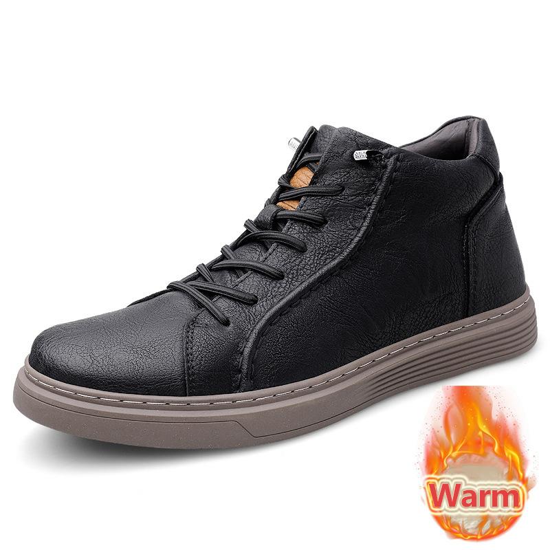 Fashion Men Sneakers Elevator Shoes Hidden Heels Leather Board Shoes Heightening 6CM Increase Casual Sports Height Shoes Big Size 36-46