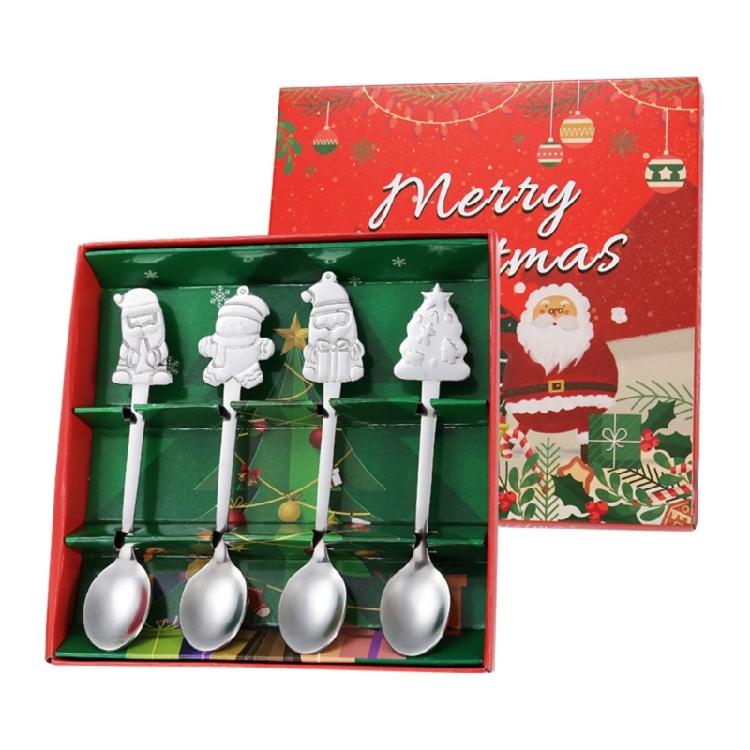 4 Pieces Christmas Coffee Spoon Christmas Trees Santa Christmas Star Tea Spoon