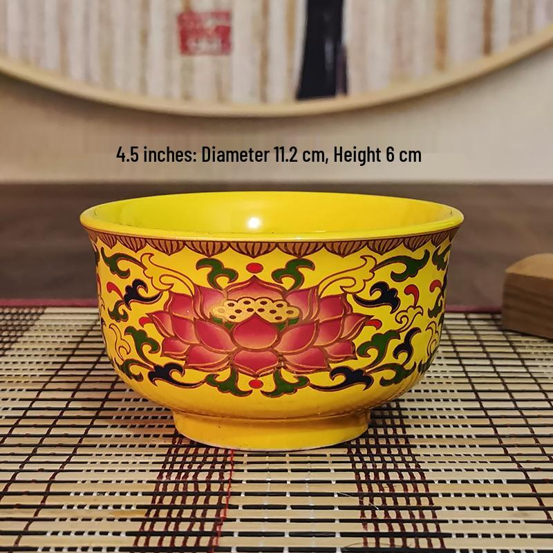 Bol d'offrande Lotus en céramique pour la salle bouddhiste - Grand et petit pour sept ou huit offrandes auspicieuses