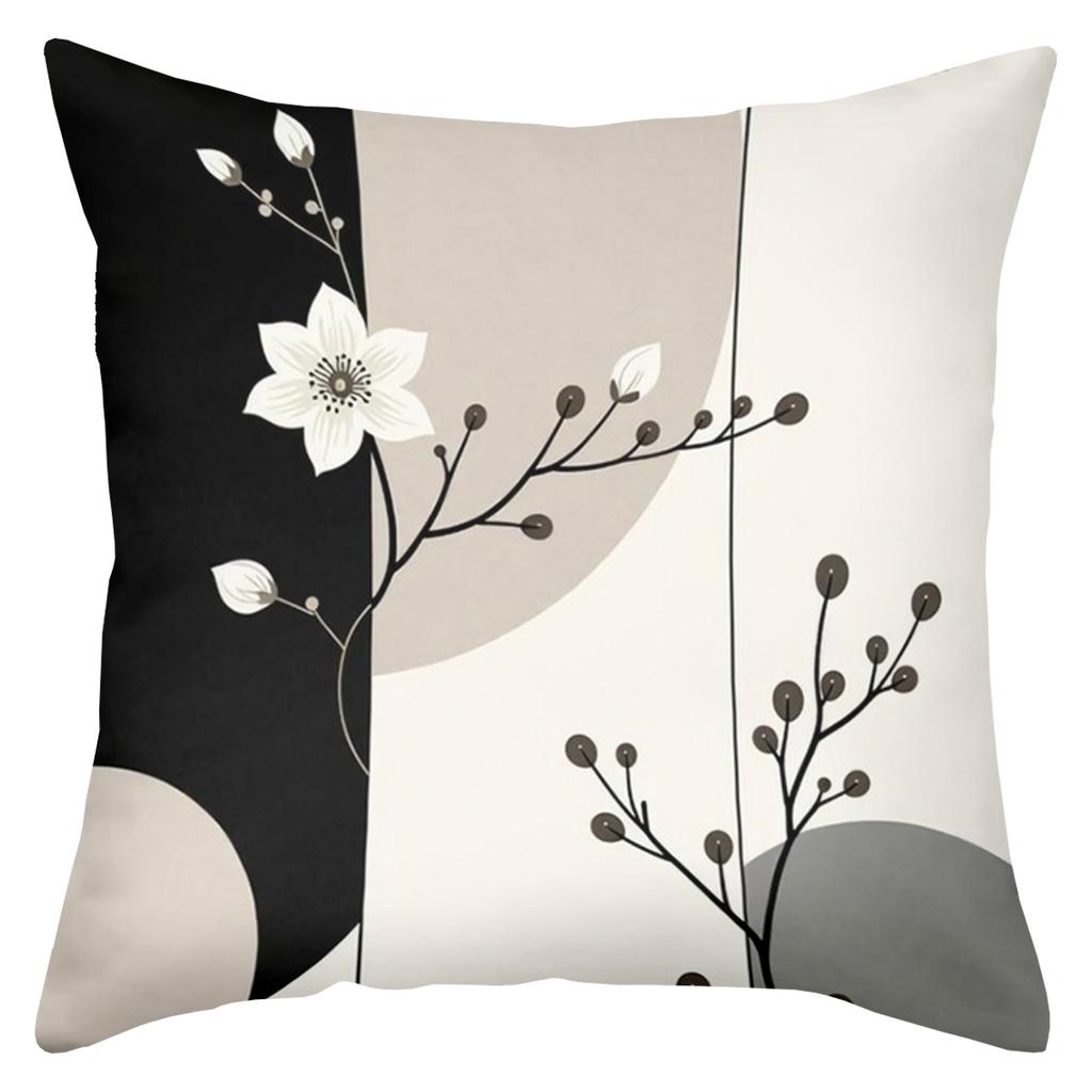 Black White Flower Pattern Decorative Cushion Pillow Set Polyester pillowcase, sofa decorative cushion cov Headboard Pillow