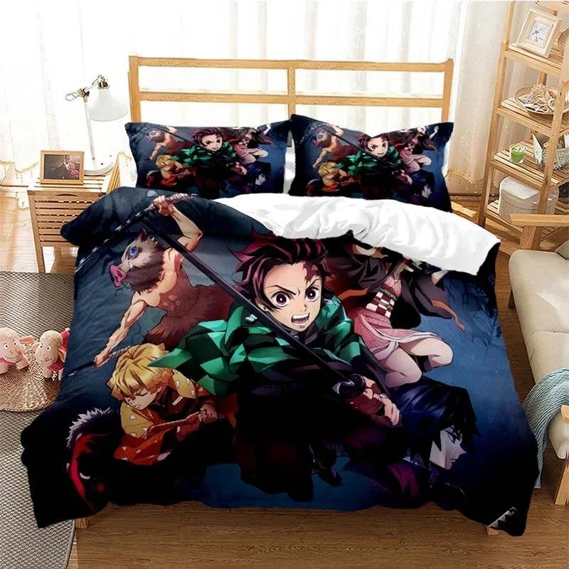 Anime Dämon Slayer Nezuko Tanjirou Bettwäsche Set Jungen Mädchen Twin Queen Size Bettbezug Kissenbezug Bett Jungen Erwachsene