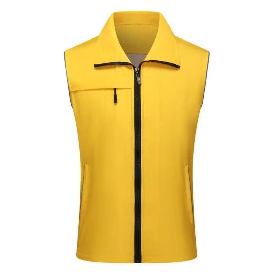 

Мужской жилет повседневный без рукавов с отворотом на молнии однотонный дышащий волонтерский общественный труд M жёлтый