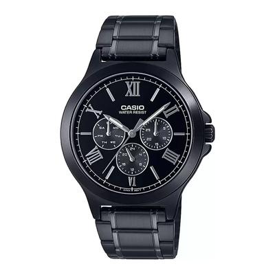 Analoge schwarze Herrenuhr, schwarze analoge Herrenuhr, Casio