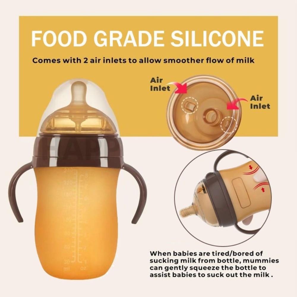 With Handle Baby Bottle Wide Caliber Silicone Bottle New Water Cup  Baby Feeding Supply