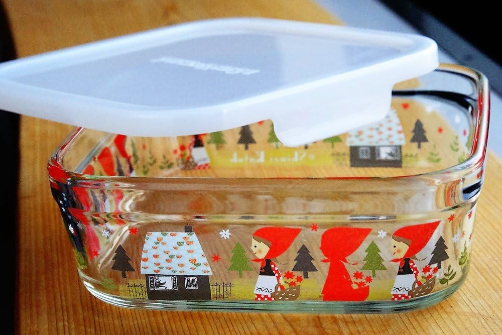 Iwaki Glass Storage Shinji Kato Precious Red Pack Heat-Resistant Container, Hood, Square, Large, 1.2L, & Microwave, B3248-SNA1