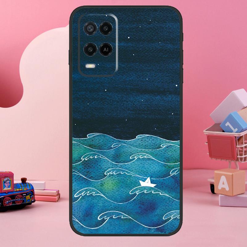 Ocean Waves Sailboat Case For Oppo A18 A38 A58 A78 A98 A74 A54 A94 A80 A60 A40 A96 A76 A16 A15 A17 A57 A77 A5 Pro
