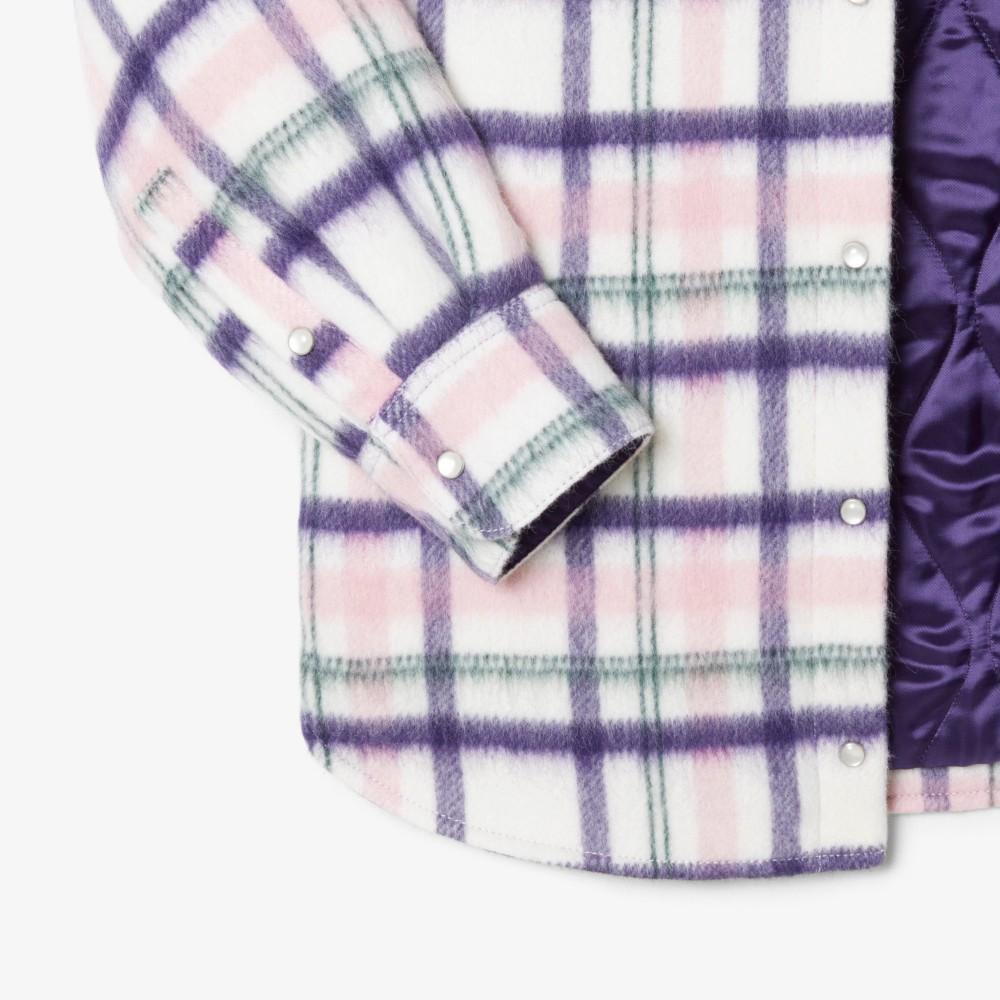 [Lacoste] Women's Shirt-Style Wool Check Outerwear BF8435-55NAI9