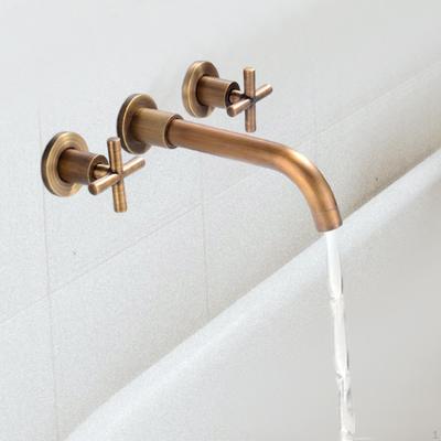 Antike Wandmontage Küchenspüle Armatur Doppelkreuzgriffe Grad Schwenkauslauf Mischbatterie