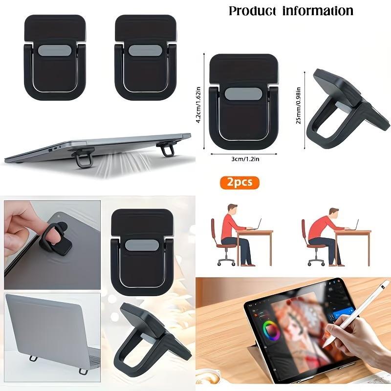 2pcs/set Laptop Stand, Keyboard Phone Stand, Mini Portable Laptop Invisible Stand, Foldable, Durable Metal Material