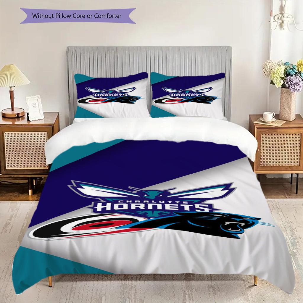 Queen City Hornets Dynamic Basketball Spirit Bedding(1 * duvet cover + 2 * pillowcase, without core)Bedding set Duvet cover and pillowcase