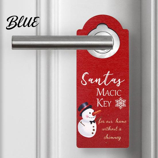 Indoor Holiday Door Ornament Wooden Christmas Hanger, Santa Claus Snowman Stocking Patterns Winter Party Sign Knob for Home Party, Festive Decorations
