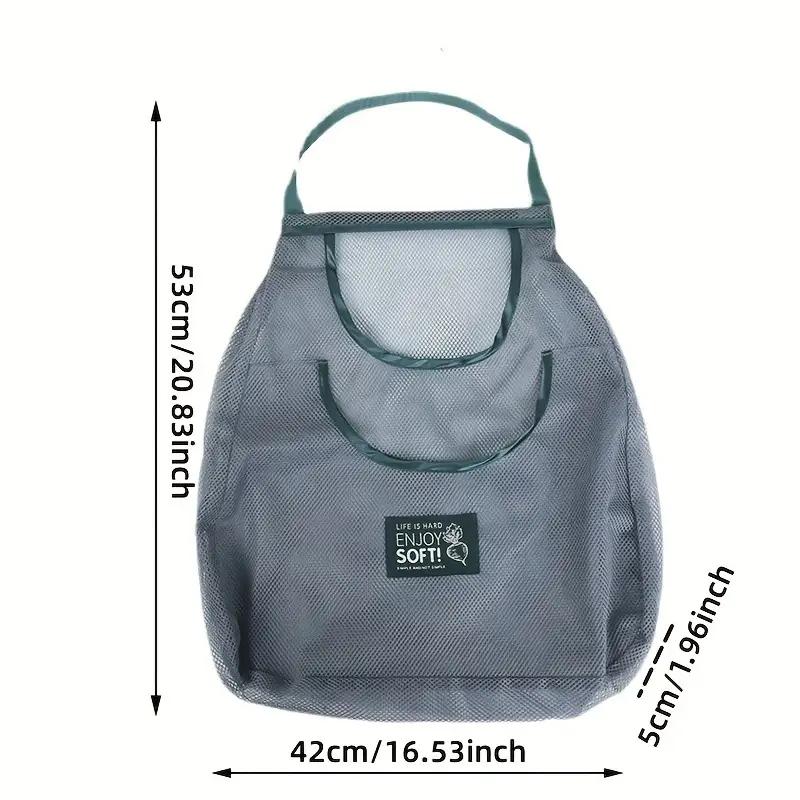 

1 шт. Большая вместительная сумка для хранения на кухне - настенная сетка для овощей, фруктов, имбиря, чеснока - прочный зеленый полиэстер с завязкой Double Layer 50*40