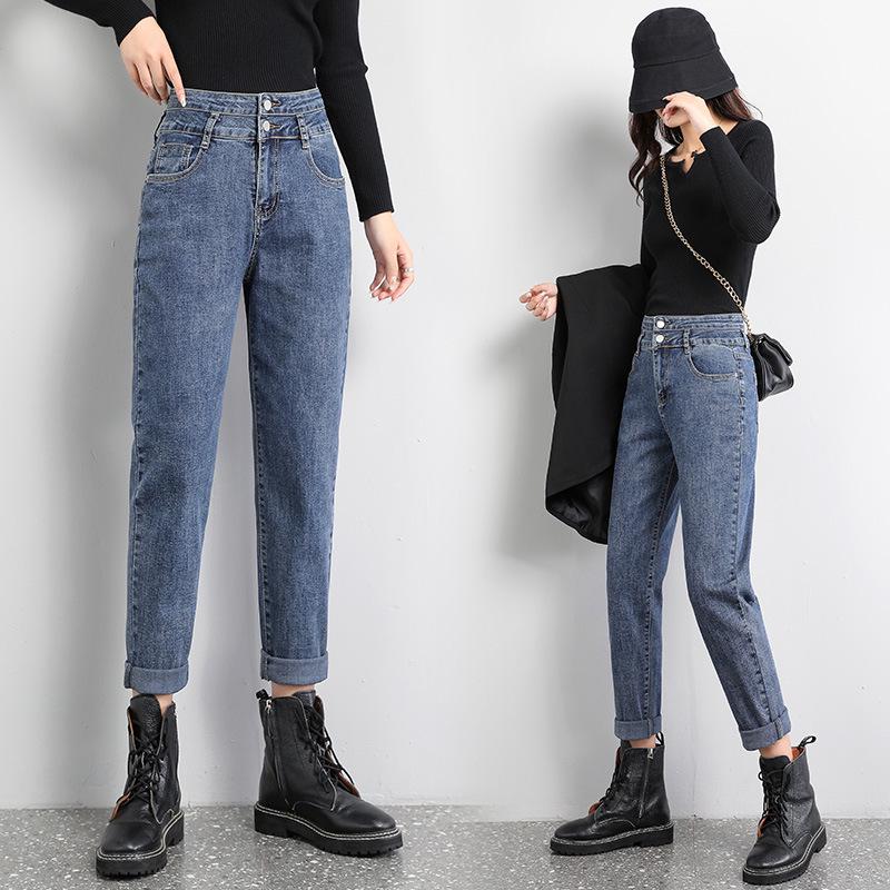 

Эластичные женские джинсы-шаровары с высокой талией – облегающий крой для осени и зимы XL