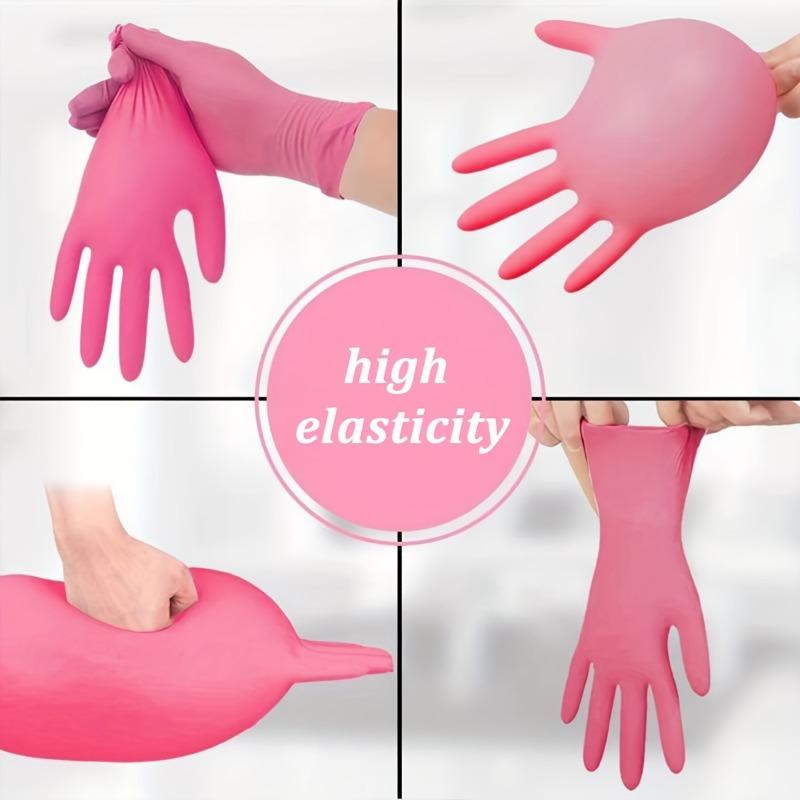 Deep Pink Disposable Nitrile Gloves - Waterproof, Durable & Lightweight for Home Cleaning, Pet Care, Hair Dye Application