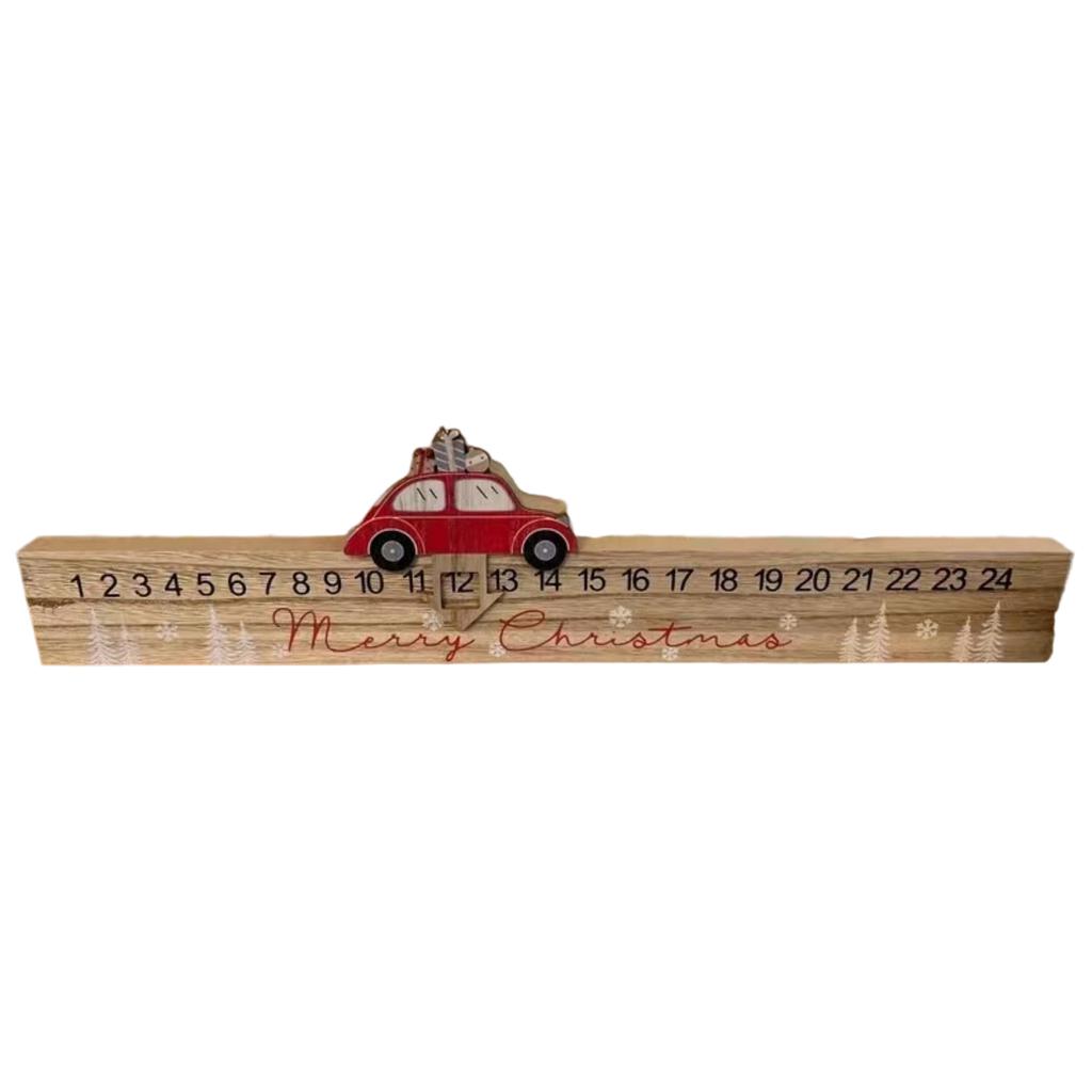 Wooden Countdown Christmas Advent Fireplace And Shelf Decoration
