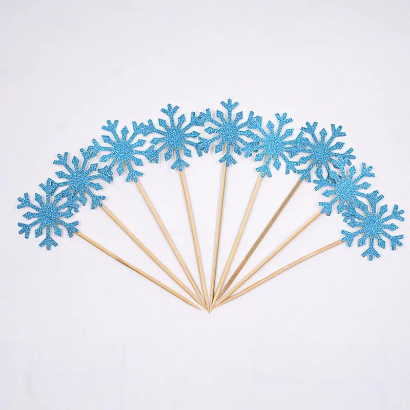 10pc/set Wholesale Snowflake Cupcake Toppers Baby Girl Frozen Birthday Party Decoration Kids Christmas Cake Supplies Accessories